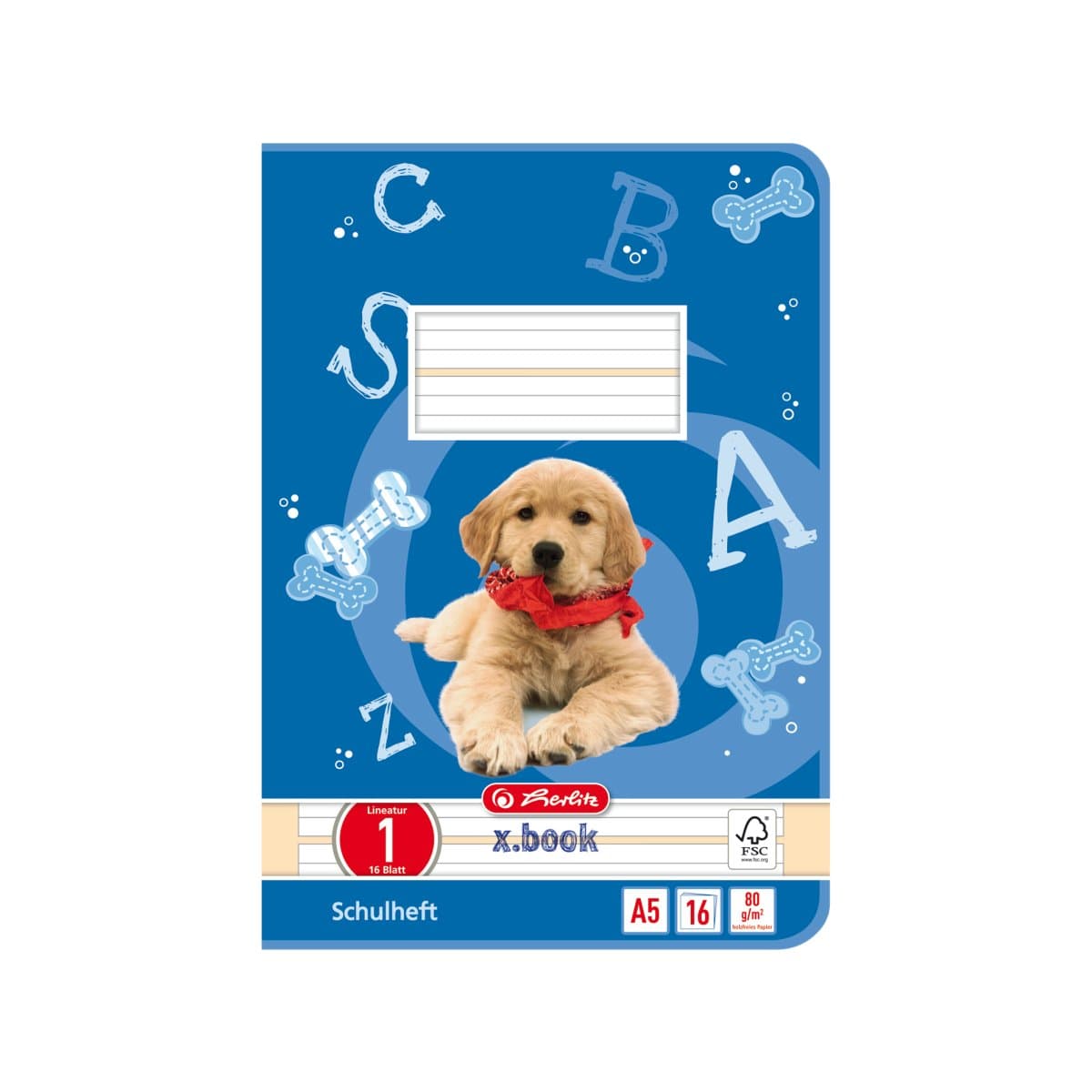 Schulheft A5 – 16 Blatt Lineatur Nr. 1- liniert , farbig hinterlegt 1. Schuljahr – 1