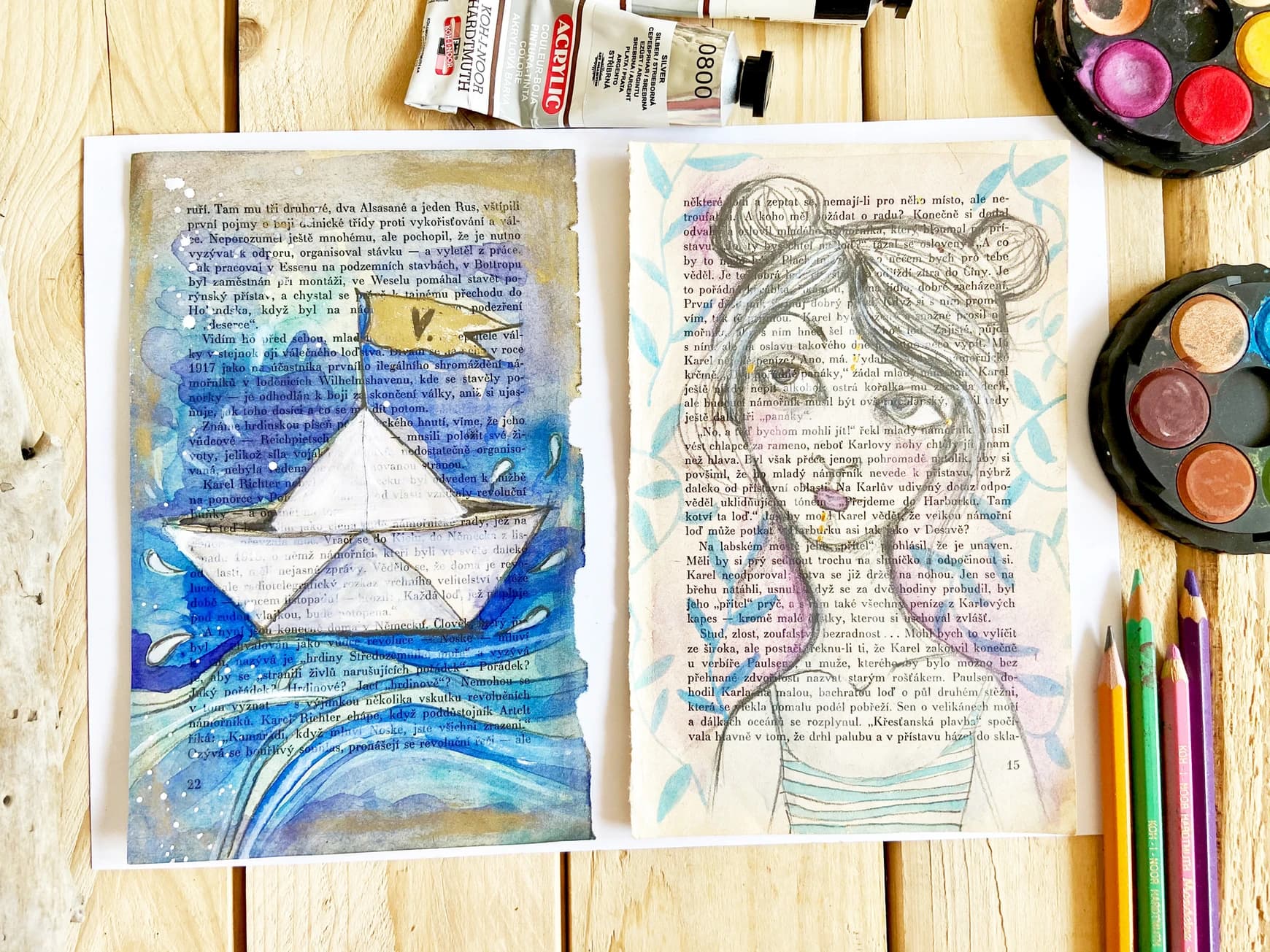 Alte Bücher recyceln und mit Farben kreativ werden